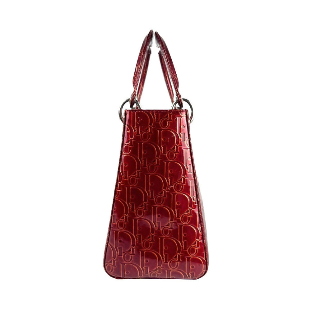 Dior leather Vernis Patent 2way Shoulder Christian red Bag Lady Red